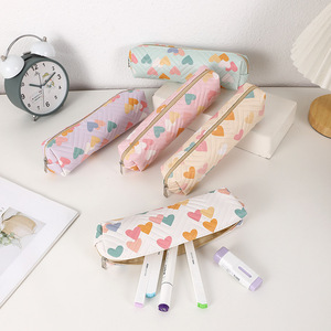 Cartoon Heart Pen Pouch Single Layer Simple Zipper <strong>Pencil</strong> Holder Portable Stationery <strong>Case</strong> for School Kids - Product Image 3