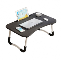 Table d'ordinateur pliable simple, bureau d'étude avec porte-gobelet pour iPad et téléphone portable, pour la maison et le bureau