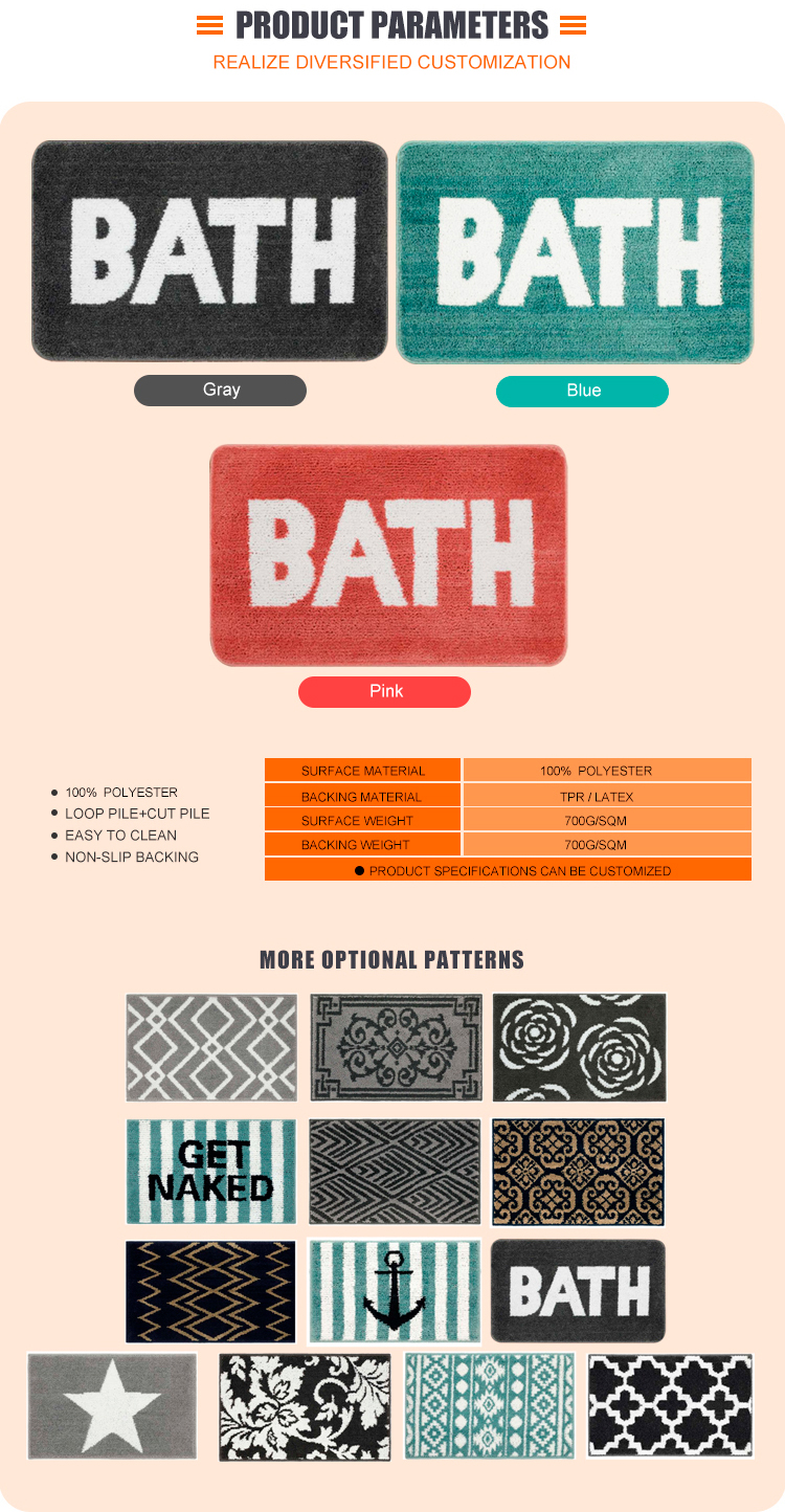 Graceline water super absorbent shower carpet rugs bath mat(图4)