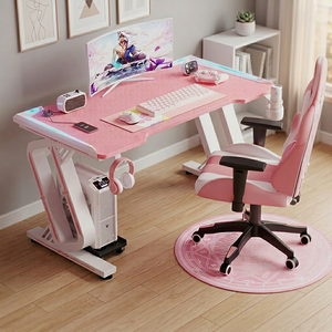 Bureau d'ordinateur en métal en forme de L avec écran RGB, surface en fibre de carbone pour jeux et <span class=keywords><strong>e</strong></span>-sport, chaises, tables, chambre/usage domestique - Product Image 1