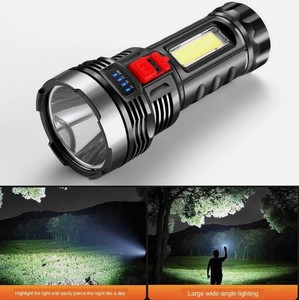 High Power Portable LED Plastic Torch UBS <b>Rechargeable</b> <b>Flashlight</b>-Handheld USB Traffic Lights <b>Flashlights</b> - Product Image 5