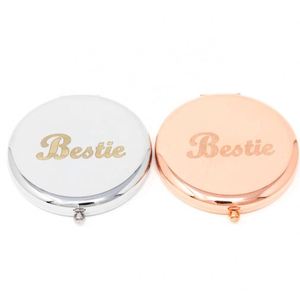 Custom Silver Rose Gold Pocket <b>Mirror</b> Metal Makeup <b>Mirror</b> <b>with</b> logo - Product Image 4