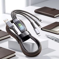 Kabel Data 3-in-1 Pengisian Cepat 100W Ukuran Sedang dengan Anyaman Transparan dan Port USB-A/Micro USB/Type-C untuk Ponsel