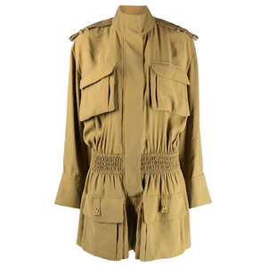 Combinaison courte et plissée élastique à manches longues, 2022, nouveau design, style uniforme <span class=keywords><strong>militaire</strong></span>, taille plissée à rétrécissement, combinaison courte pour femmes - Product Image 6