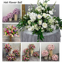 Arrangement floral de mariage, décoration de table, fleurs en soie, centre de table en forme de boule, pivoine, bouquet de fleurs artificielles