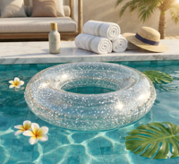 Bouée de bain gonflable transparente à paillettes, flotteur rond pour piscine, pour fête à la plage, tube de natation unisexe en PVC