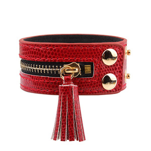 Trendy <b>leather</b> <b>bracelet</b> with zipper, perfect for couples, wide wristband, fashionable jewelry and gift, custom-made. - Product Image 1