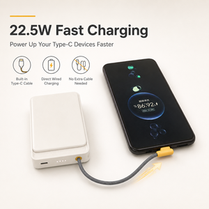 Banco de Energía Inalámbrico Magnético de 10000 mAh, <span class=keywords><strong>Cargador</strong></span> Portátil de <span class=keywords><strong>Carga</strong></span> Rápida de 22.5 W con Cable Tipo C Integrado - Product Image 5