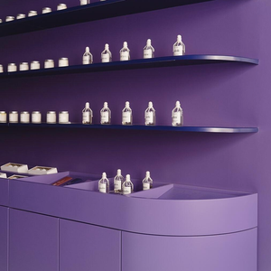 Kiosco de perfume púrpura moderno M & S, diseño romántico de lujo para escaparate de centro comercial, pantalla de isla de luz LED para productos de belleza - Product Image 5