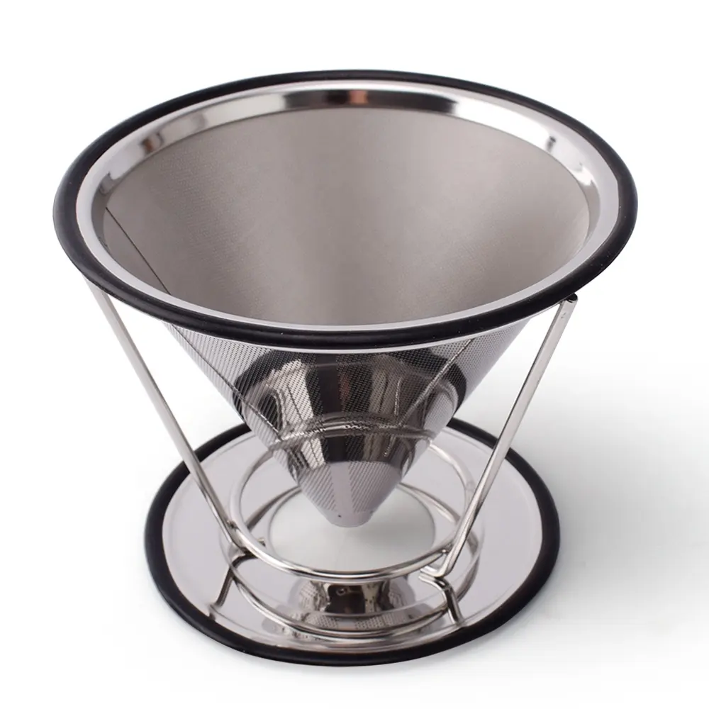 ペーパーレスメタルコーン注ぐコーヒードリッパー1-4カップステンレス鋼コーヒーフィルター