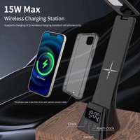 Table d'étude pliable lampes de bureau LED avec chargeur sans fil veilleuse réveil numérique pour chambre lampe de lecture LED