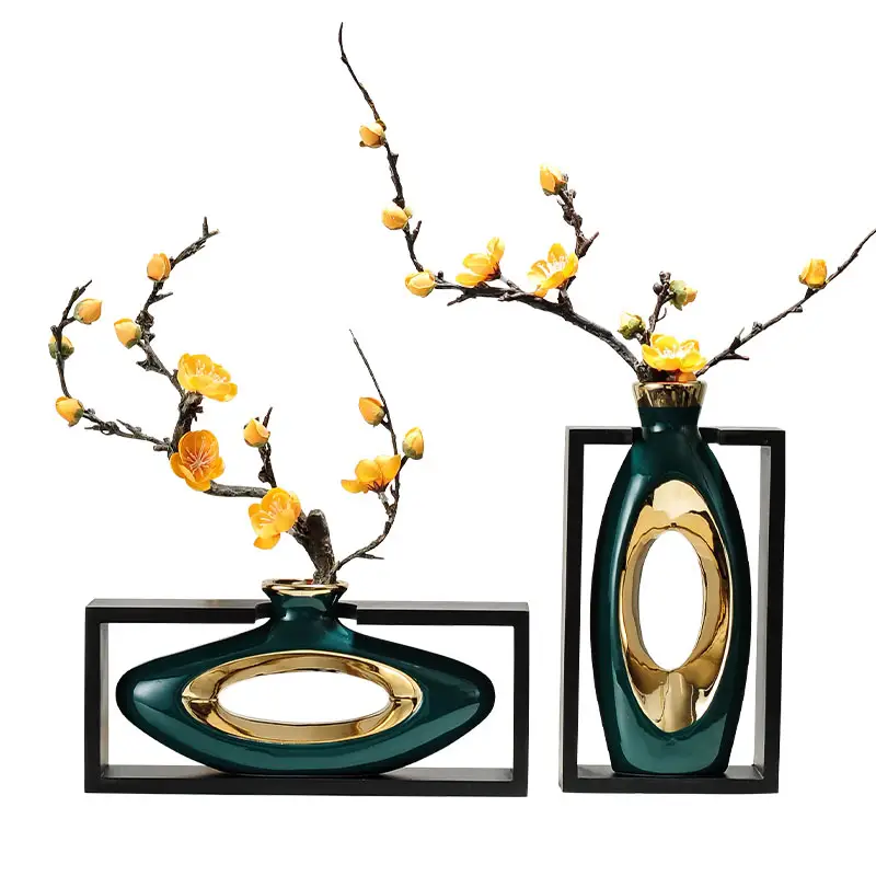 Nouveau vase en céramique et porcelaine de style chinois pour la décoration intérieure Arrangement et décoration de fleurs créatives