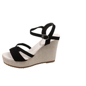 Women Cross Strap Suede Large Sandals Summer New Style Platform Thick Sole Wedge Roman Sandals - Product Image 5