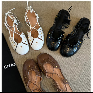 Mode d'été pour femmes Mary Jane chaussures de ballet de <span class=keywords><strong>rivière</strong></span> à sangle plate tissées à la main une ligne boucle sandales peu profondes - Product Image 2