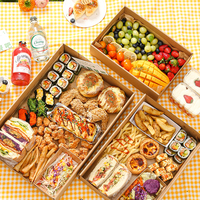Boîte d'emballage en carton kraft grand format de qualité alimentaire, écologique, pour gâteaux, pâtisseries, biscuits, desserts, avec fenêtre, idéale pour les pique-niques