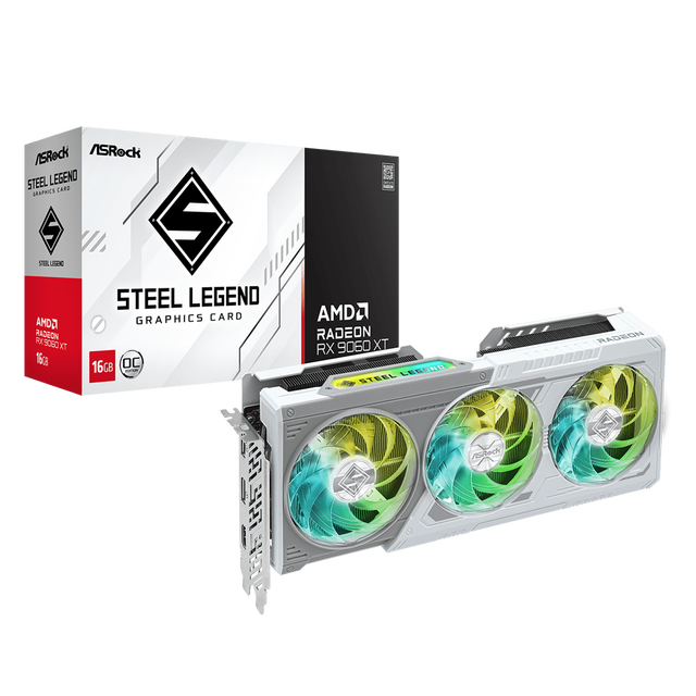 New ASRock Radeon RX 9060 XT STEEL LEGEND 16GB OC PCIe 5.0 VGA RX 9060XT GPU RX9060 XT Video Card for Gaming PC Desktop