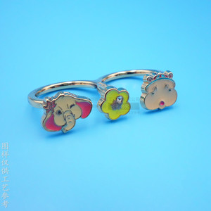 Cartoon Metal <b>Rings</b> Alloy <b>Childrens</b> Jewelry Gift Gold Color Drip Animal Pattern - Product Image 2