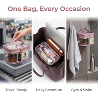 Sac de maquillage de voyage transparent en PVC imprimé sur mesure avec fermeture éclair, organiseur cosmétique transparent réutilisable pour un usage quotidien