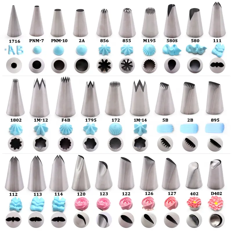 Jeu de 29 buses à gâteaux de différentes formes en acier inoxydable 304 embouts de tuyauterie de glaçage sans couture