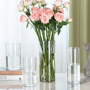 Vase à fleurs cylindrique transparent en acrylique, incassable, grand vase en plastique pour centre de table de mariage, décoration hydroponique - Product Image 6