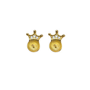 Pendientes de Plata S925 con Forma de Corona, Aretes de Trébol Modernos, Accesorios de Perlas DIY, Base Vacía para Pendientes Femeninos 1184 - Product Image 5