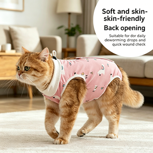 Body de Lujo OEM de Algodón Ecológico <span class=keywords><strong>para</strong></span> Mascotas, Transpirable, Postoperatorio, Anti-Lamido, <span class=keywords><strong>para</strong></span> Recuperación de Cirugía/Esterilización/Parto en Gatos - Product Image 4