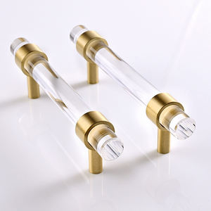 Высококачественная Т-образная кухонная мебель, фурнитура, регулируемая латунная основа, прозрачные акриловые ручки для шкафа и шкафа - Product Image 2