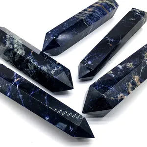 热销天然Sodolite点愈合石蓝色水晶点高品质水晶棒家居装饰
