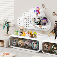 Boîte de rangement perforée pour présentoir de badges, boîte de rangement moulée par soufflage pour petits ornements domestiques, poupées faites à la main et bijoux