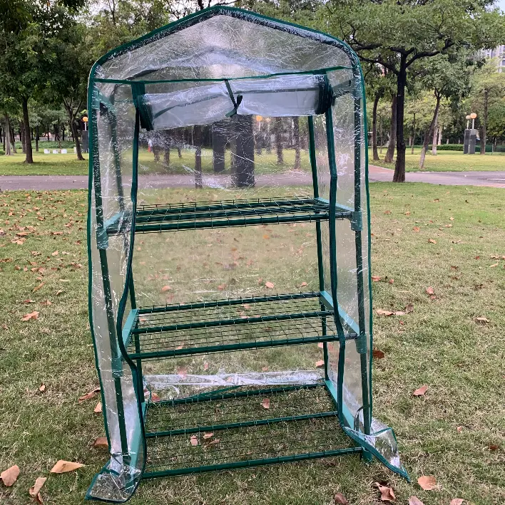 Mini casinha de jardim, prateleira para jardim com 3 tier, flor, tenda de crescimento, exterior, com zíper, capa de pvc, quente e transparente