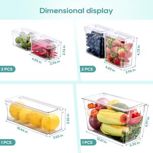 Bac à légumes de cuisine transparent de haute qualité empilable pour animaux de compagnie Rangement pour réfrigérateur Organisateur de réfrigérateur - Product Image 3