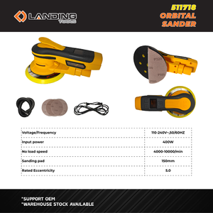 Lijadora Orbital Eléctrica 511718 de 150 mm y 400 W, sin Escobillas, Velocidad Variable de 4000-10000 RPM, para Trabajos en Madera, Carrocería de Automóviles y Lijado de Paneles de Yeso - Product Image 6
