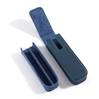 Étui à crayons en cuir pleine fleur véritable avec 2 emplacements pour stylos, en cuir Crazy Horse, pour étudiants