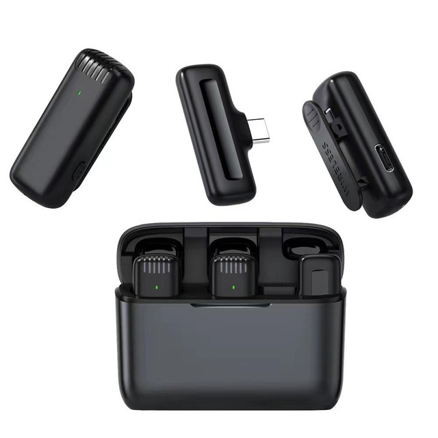 J13 Wireless Lavalier Microphone 2-in-1 Noise Cancelling Live Wireless Microphone Portable Audio Video Receiver Mini Mic