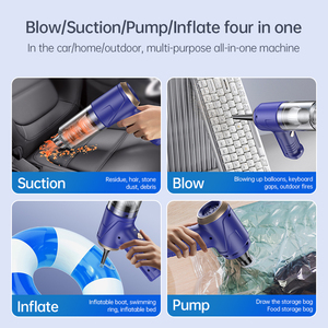Aspiradora Inalámbrica Portátil para Auto, Hogar y Oficina, 5500PA, 4 en 1, Mini Bomba <span class=keywords><strong>de</strong></span> Succión y Soplado USB-C, Inflable, Lavable, HEPA, ABS, Azul Dorado - Product Image 2