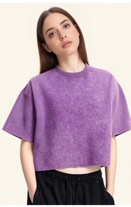 T-shirt da <span class=keywords><strong>Donna</strong></span> Retrò 230GSM in <span class=keywords><strong>Cotone</strong></span> 100% con Lavaggio Vintage, <span class=keywords><strong>Manica</strong></span> <span class=keywords><strong>Corta</strong></span>, Colore Grigio, Logo Personalizzato con Stampa in Rilievo - Product Image 2