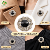 Boutons en métal cristal personnalisés OEM, bouton à coudre en alliage argenté avec pierre noire pour accessoires vestimentaires