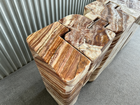 Base de table console de luxe en onyx tigre persan naturel, motif puzzle emboîtable, taille personnalisée, onyx poli