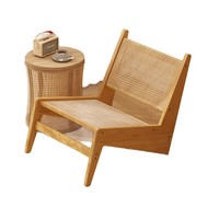 Fauteuil Kangourou en Rotin Style Wabi-Sabi, Chaise Simple avec Dossier pour Homestay, Balcon et Mobilier de Maison de Loisirs