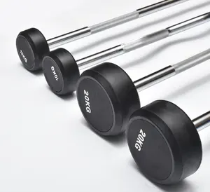Factory Wholesale Steel Fixed Straight EZ Curl Rubber Weight Lifting Barbell Gym Equipment Workout Exercise