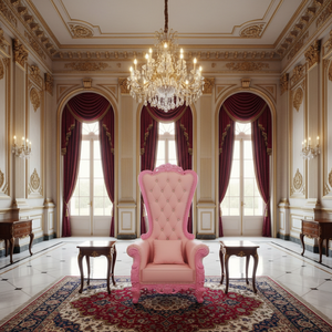 โซฟาบัลลังก์สีชมพูพนักพิงสูงหรูหราสำหรับงานแต่งงาน เก้าอี้บัลลังก์เพชรสำหรับพระราชาและพระราชินี - Product Image 3