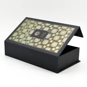골드 스탬핑 섬세한 외관 중국 도매 뚜껑 상자 자석 뜨거운 럭셔리 마그네틱 선물 상자 포장 무광택 검은 종이 상자