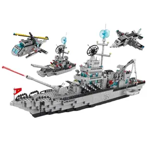 Lele Brother 8734 Aircraft Carrier Model Building Blocks Military Warship Bricks Boy Gift Educational Puzzle Toy