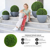 Boule de buis artificielle 30 cm, sphère topiaire, faible entretien, feuilles en plastique, haie artificielle durable, pour patio suspendu, anniversaire