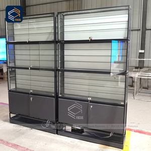 Vitrine de présentation en verre pour la vente au détail, cadre en métal, <span class=keywords><strong>porte</strong></span> <span class=keywords><strong>coulissante</strong></span> verrouillable, vitrine de rangement, base, équipement de vente au détail - Product Image 1