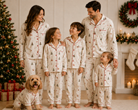 Ensemble de pyjamas de Noël pour la famille, manches longues, imprimé couleur, personnalisable, disponible en modal, bambou, texture lyocell