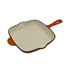 Sartén de Hierro Fundido Esmaltado de Alta Calidad, Color Naranja, Forma Cuadrada - Product Image 1