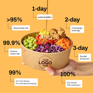 Consegna veloce monouso ampio contenitore rotondo insalatiera Catering portare fuori ciotole di frutta fresca per uso Hamburger - Product Image 3