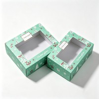 Caja de Regalo para Bufandas, Marcos de Fotos, Cinturones, Ropa, Calcetines, Caja de Embalaje Reciclable Personalizable con Temática Navideña, Caja de Papel Plegable con Ventana