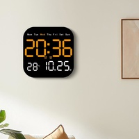 Jam Dinding LED Plastik Multifungsi Termometer Kalender Abadi Fase Bulan Desain Modern Sederhana Dua Fungsi Gantung/Dudukan